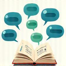 Book and speech bubbles representing General Korean Courses